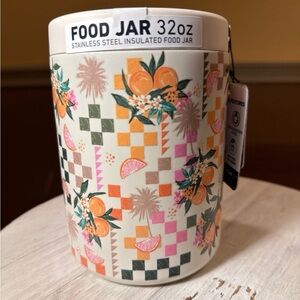 Hydrapeak 32oz Insulated Food Jar - Tropical Citrus Checkerboard Pattern - NEW